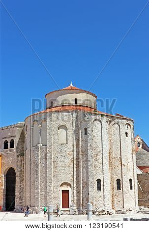 CROATIA ZADAR 20 JUNE 2011: Church of saint Donat in Zadar Croatia from 9th century in Zadar Croatia