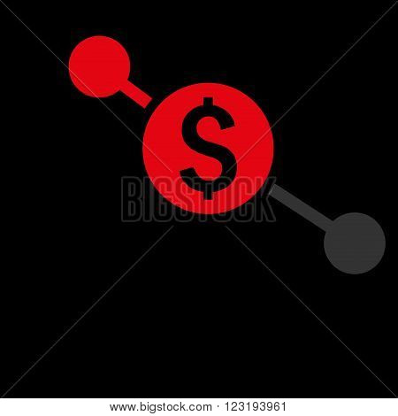 Bank Branches vector icon. Style is flat symbol, red color, black background.