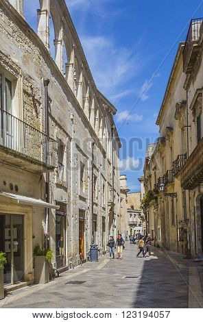 LECCE ITALY - April 19. 2015: Tourists visiting the city of Lecce