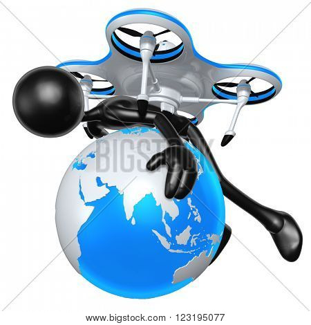 Aerial Drone 3D Illustration Concept 