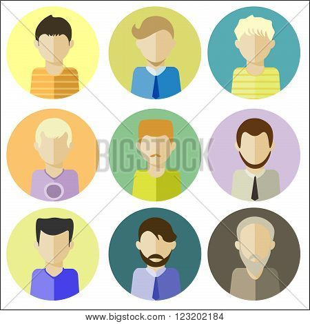 illustration icons men guys boys bright colored cute