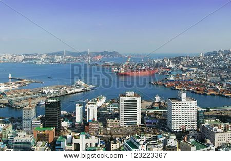 Busan, South Korea - November 28, 2015: Busan, view of city Busan from 