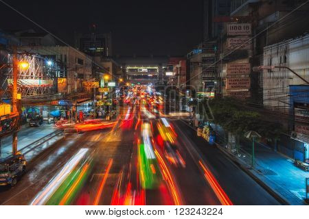 THAILAND, BANGKOK- DEC 19 : Night Bangkok. Street Thanon Ratchaprarop  on December 19, 2011 in Bangkok, Thailand.