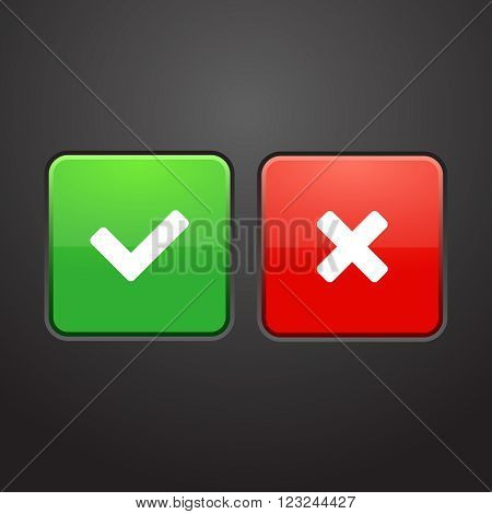 Check marks. Tick and cross. Vector illustration eps 10.