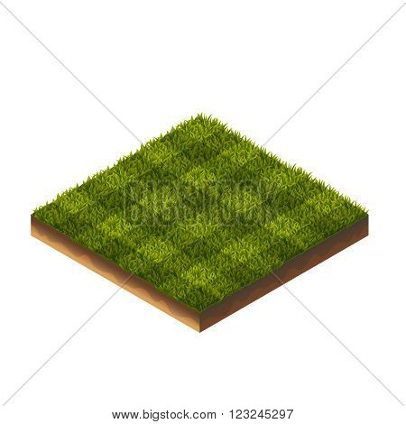 Isometric Vector Illustration Of Soccer Field Green Grass For Web, Print, Mobile and GUI