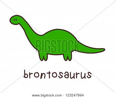 Simple Childish Brontosaurus Drawing on White Background
