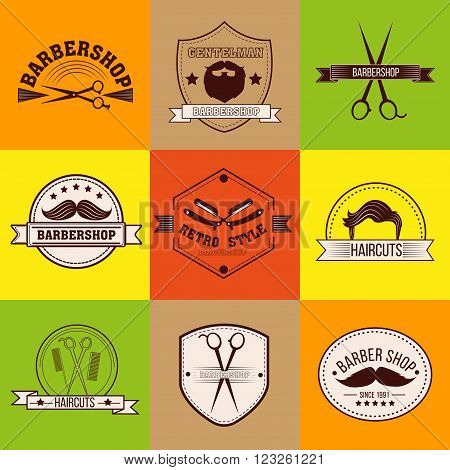 Barber Shop. Barber Logo. Barber Label. Gentleman Style. Men's Fashion. Barber Icon. Logo Set. Vintage Style. Vector illustration