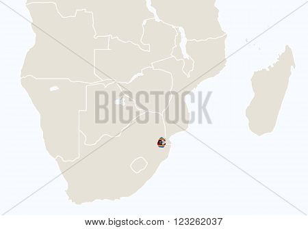 Africa With Highlighted Swaziland Map.