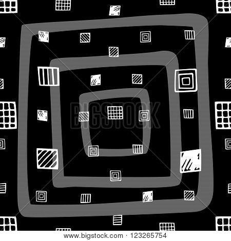 Seamless pattern with hand drawn white square vector illustration eps10