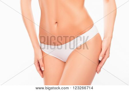 Close Up Photo Of Woman's Belly And White Panties