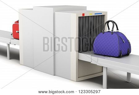 Security checkpoint isolated on a white background. 3d rendering.