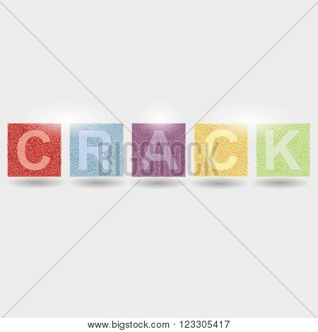 Modern Vector Crack word. Crack pattern. Crack line. Modern crack pattern. Crack alphabet.