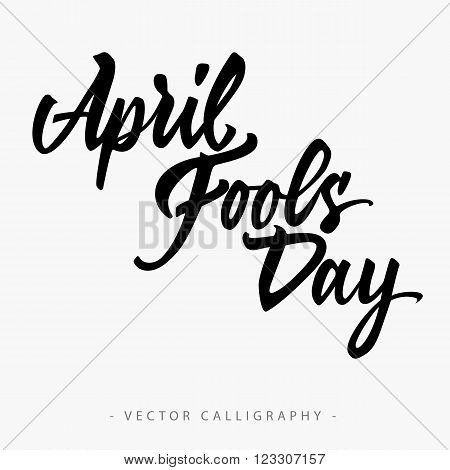 Black all fools day inscription isolated on white background