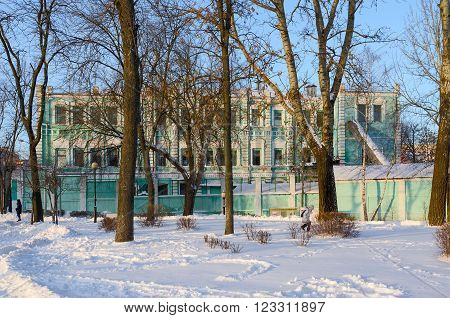 GOMEL BELARUS - JANUARY 17 2016: Building of Open Joint Stock Company Polespechat on Street Sovetskaya. Built in the eighties of the XIX century by the architect E.K.Torlin before the revolution - the building of the City Duma