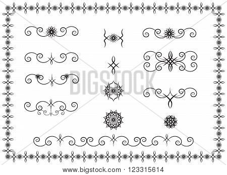 loops pattern with flower motives and the stylized flowers