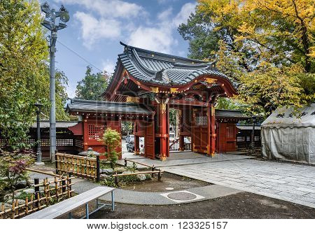 CHICHIBU, JAPAN - OCTOBER 26, 2012: Entrance gate to Chichibu Shrine Chichibu Saitama prefecture Japan. Chichibu is the one of the oldest Shrine in Japan and has over 1000 years of history.