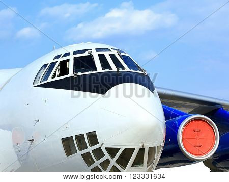 MOSCOW REGION - AUGUST 26:Cockpit of the large cargo aircraft Il 76  on August 26, 2015 in Moscow region