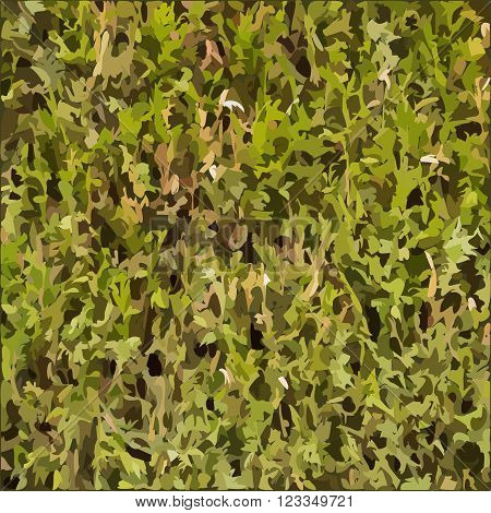Natural dry green hedgerow vector texture illustration