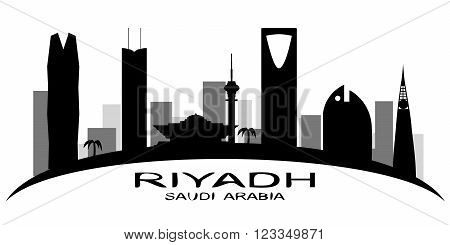 Riyadh Saudi Arabia skyline vector silhouette on white background