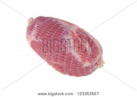 raw ham isolated on a white background