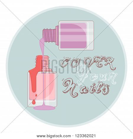 nail polish vial flat vector illustration background