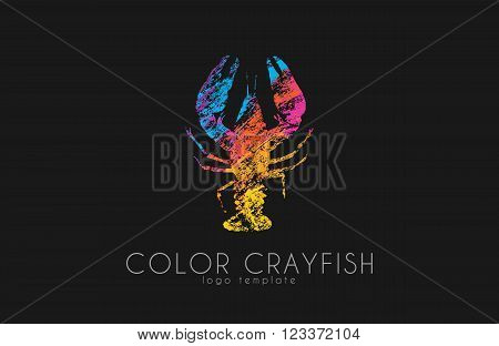 Crayfish logo. Color crayfish logo design. Seafood logo.