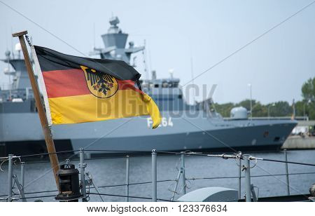 the german Bundesdienstflagge on a german warship