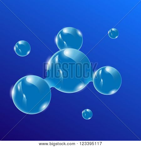 Vector illustration of a blue water molecule