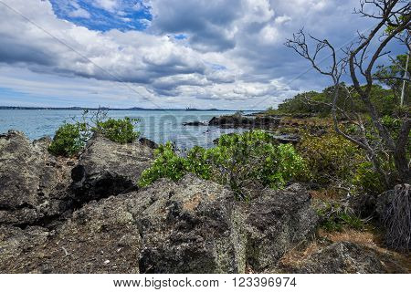 View of the mainland Auckland city from Rangitoto island