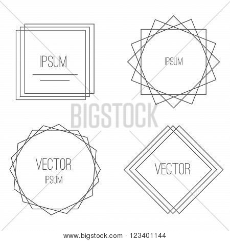 Mono line frames set and vintage mono line retro frames. Temptate mono line frames and outline decorative trendy borders. Mono line frames elegant design elements badges, vignettes vector.