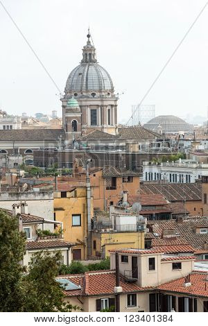The Panorama Of Historic Districts Of Rome Seen From The Pincio Terrace