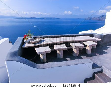 View to the sea from Oia the most beautiful village of Santorini island in Greece
** Note: Visible grain at 100%, best at smaller sizes