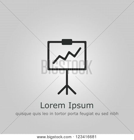 Project Stats Icon vector. on grey background; dark outline; example text