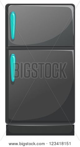Black refridgerator with blue handles illustration