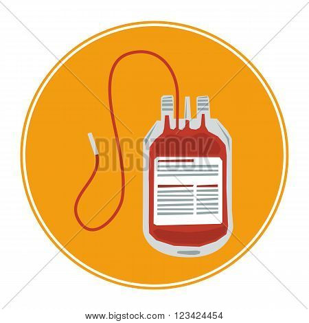 Vector Blood Bag Icon isolated on white. Blood transfusion icon.