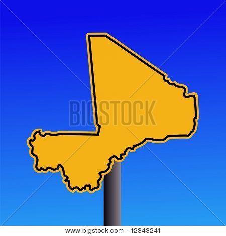 žlutá Mali mapa varovným signálem na modrý obrázek JPEG