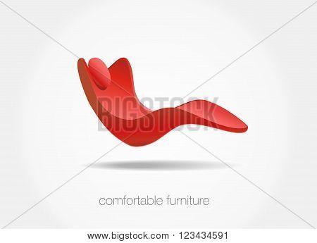 comfortable furniture concept. Red chair isolated on white background