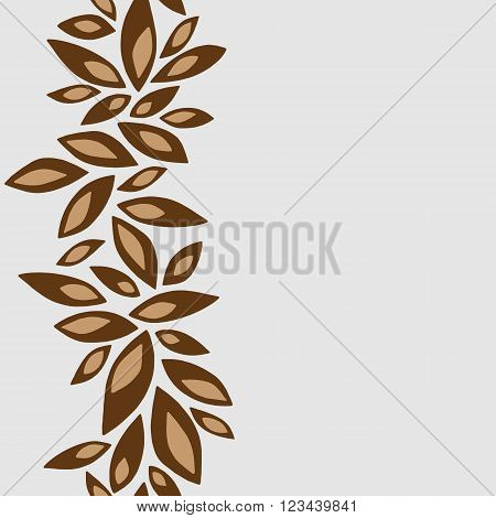 Vertical pattern frame with brown petals white background