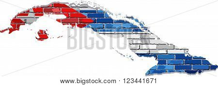 Cuba map on a brick wall - Illustration,  
Cuba map with flag inside, 
Cuba map painted on brick wall, 
Grunge map and flag of Cuba on a brick wall, 
Cuban flags in brick style