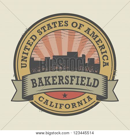 Grunge rubber stamp or label with name of Bakersfield, California, vector illustration