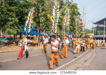 CHIANG MAI THAILAND - MARCH 27 : Poy Sang Long festival A Ceremony of boys to become novice monk parade around township to Ku Tao temple on March 27 2016 in Chiang mai Thailand.