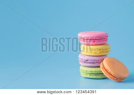 Colorful Macaron On Blue