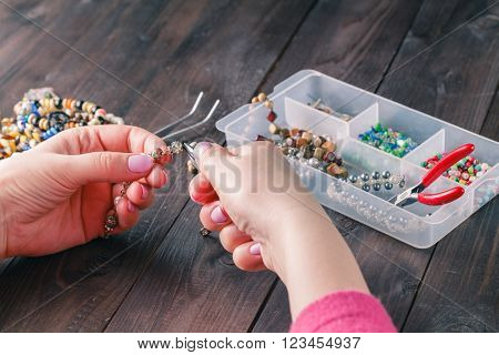 Handmade Accessories On Wooden Table