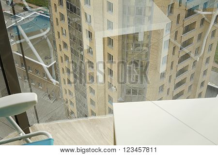 The view from the window on the adjacent building.