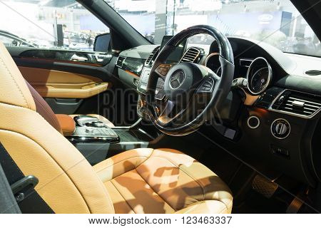 Nonthaburi - March 23: Interior Design Of New Meredes Benz Gls 350 D Amg Premium On Display At The 3