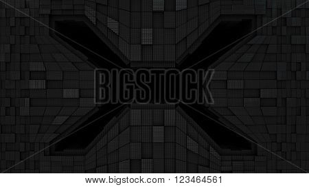 nice 3d black futuristic space tunnel entrance 3d rendering