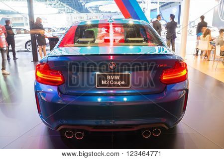 NONTHABURI - MARCH 23: NEW BMW M2 Coupe on display at The 37th Bangkok International Motor show on MARCH 23, 2016 in Nonthaburi, Thailand.