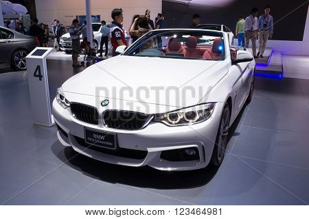 NONTHABURI - MARCH 23: NEW BMW 420d Convertible on display at The 37th Bangkok International Motor show on MARCH 23, 2016 in Nonthaburi, Thailand.