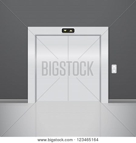 Close elevator. Realistic vector illustration. Metal lift