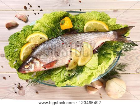 fresh raw fish on table